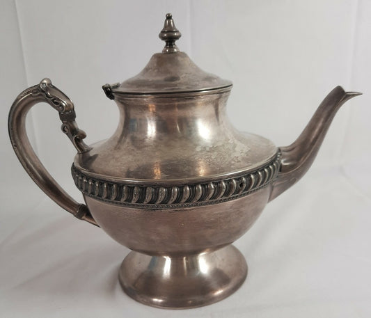 Antique Silver on Copper Lion with Shield Mark Silver-plated Teapot