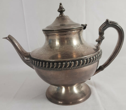 Antique Silver on Copper Lion with Shield Mark Silver-plated Teapot