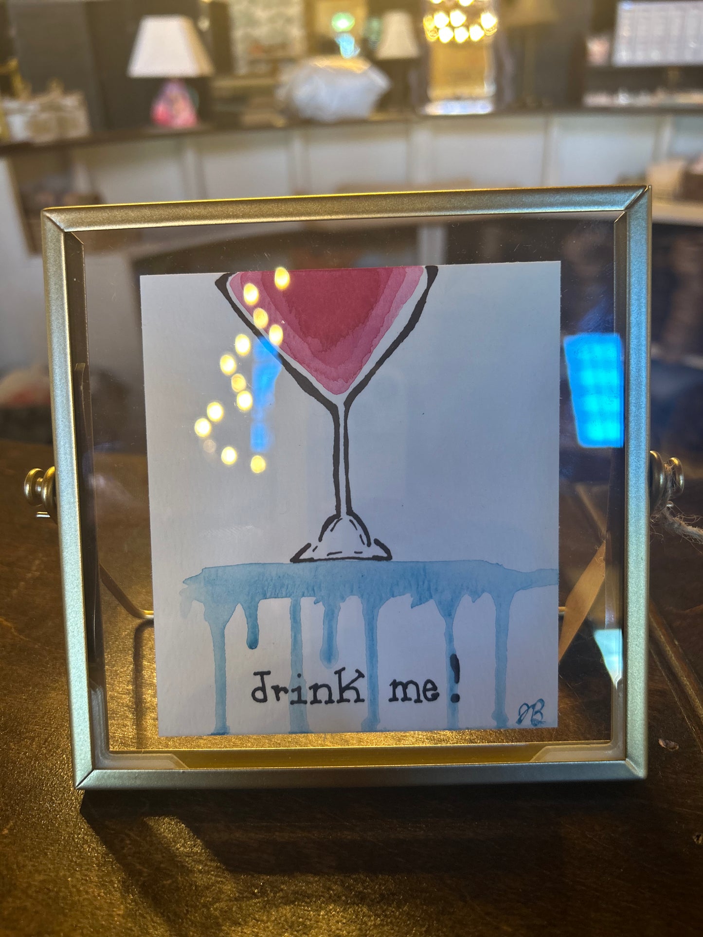 J. Bell Framed Martini Glass Watercolor