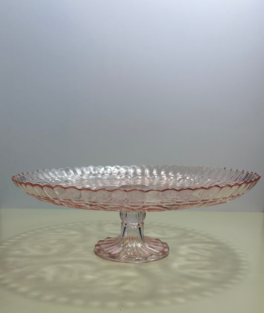 Amici Home Flavor Footed Pink Glass Cake Stand