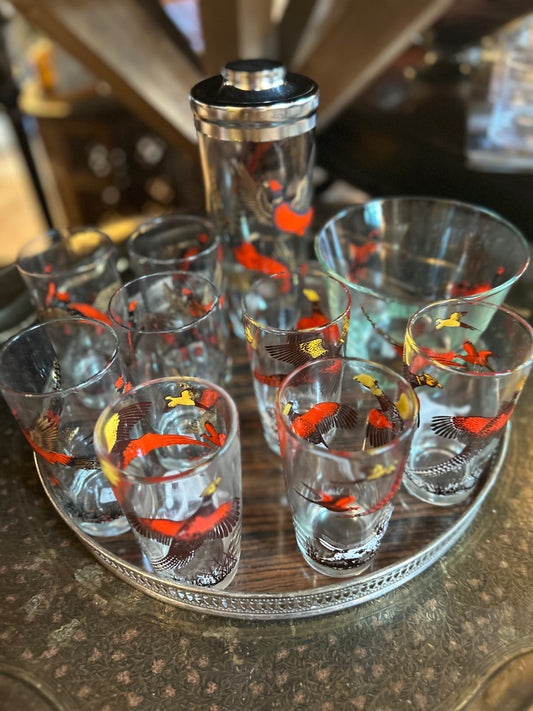 VTG Pheasant Glass Cocktail Full Set