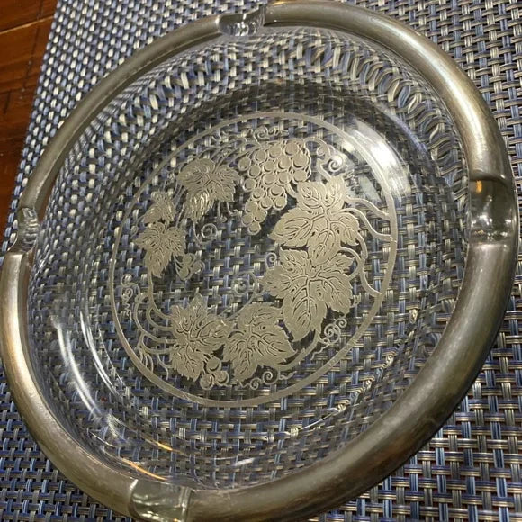 Vintage Ashtray with sterling Silver Overlay