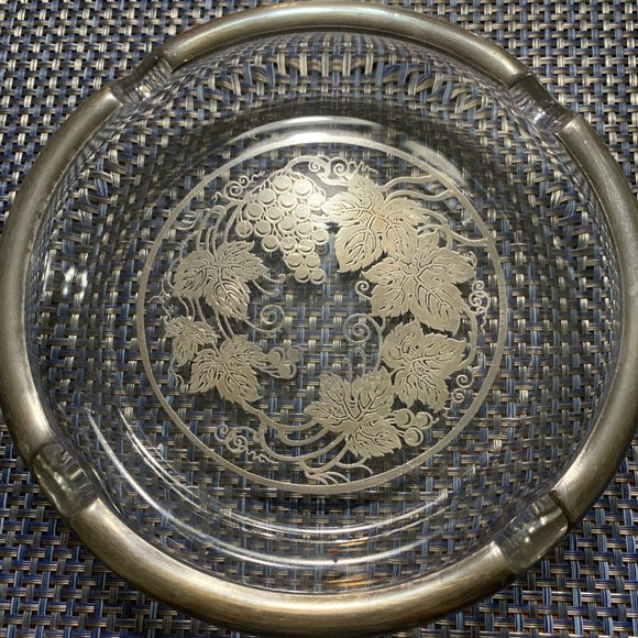 Vintage Ashtray with sterling Silver Overlay