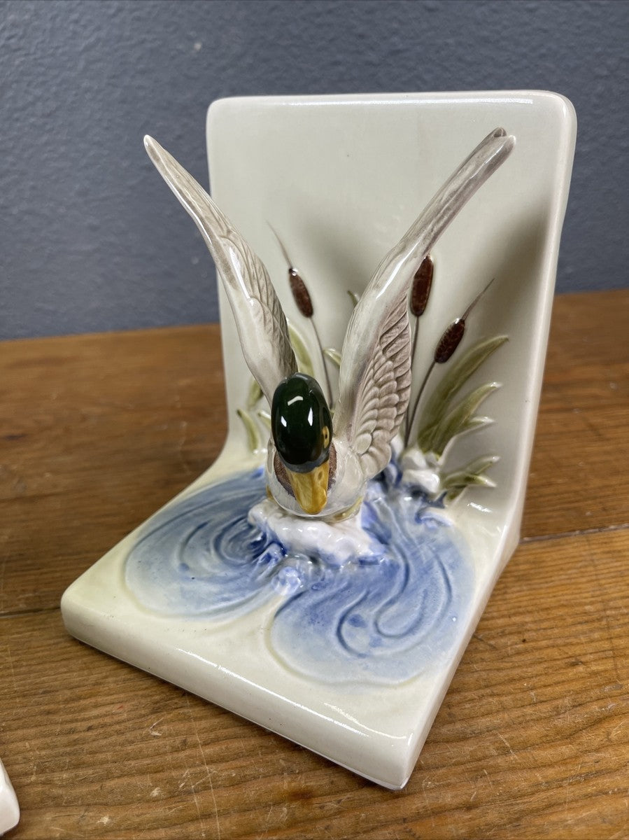 Mallard Duck Ceramic Bookends
