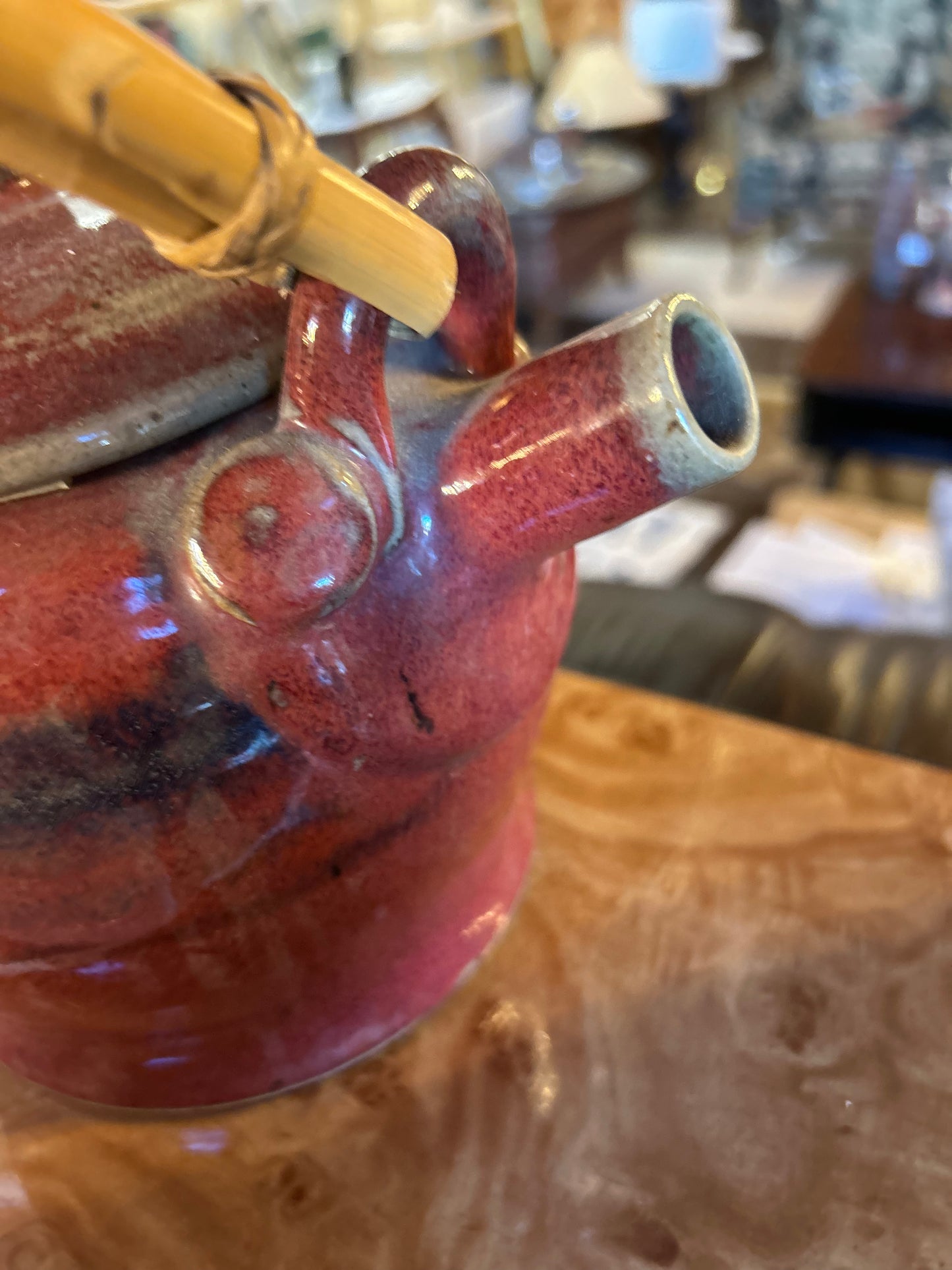 Raspberry Pottery Teapot