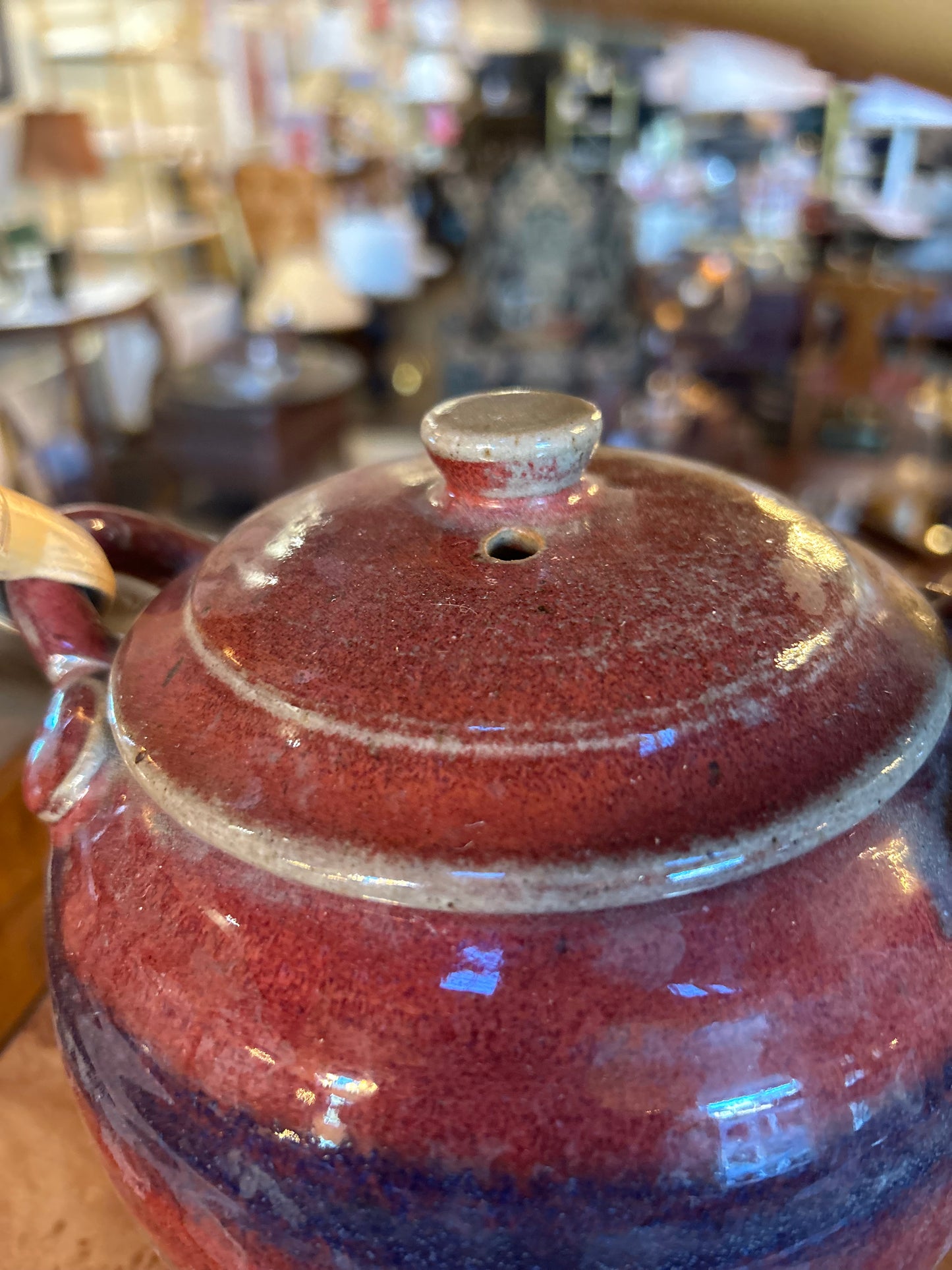 Raspberry Pottery Teapot