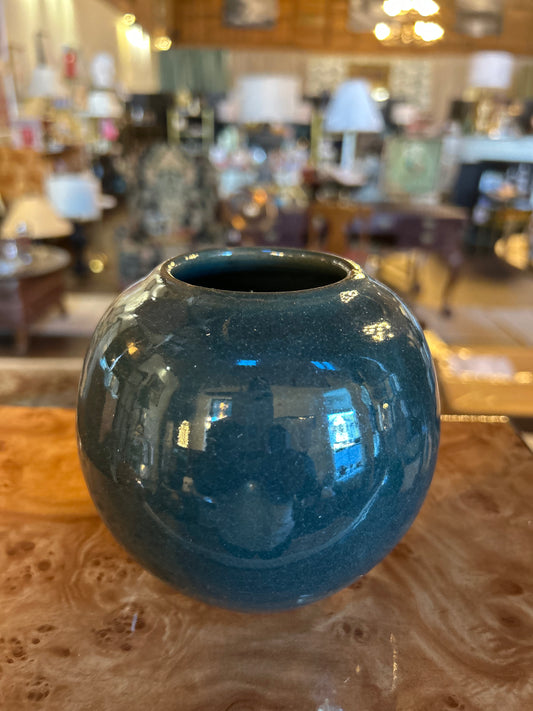 New Clairvaux pottery vase with a rich, glossy green glaze