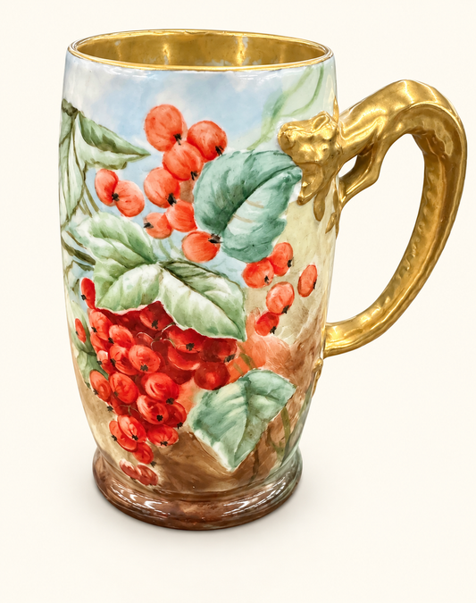 Antique J.P.L. France Hand-Painted Art Nouveau Tankard Vase