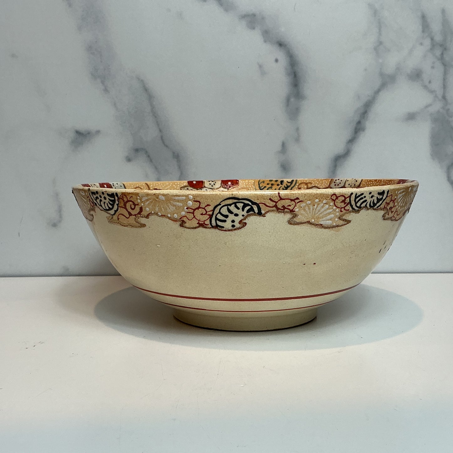 Antique Japanese Kutani-Style Porcelain Bowl (Figural Scene)