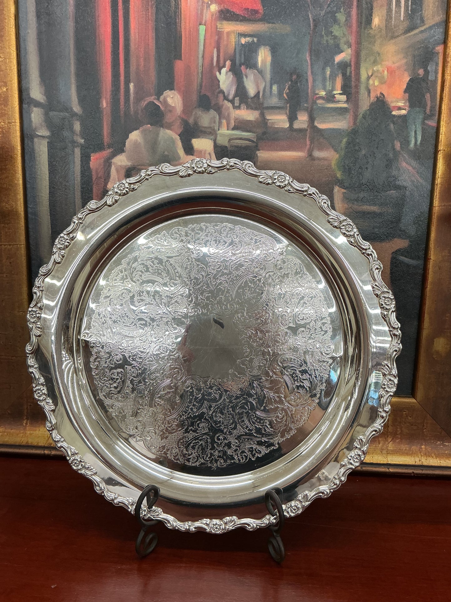 Elegant vintage silverplate serving tray by Oneida (USA)