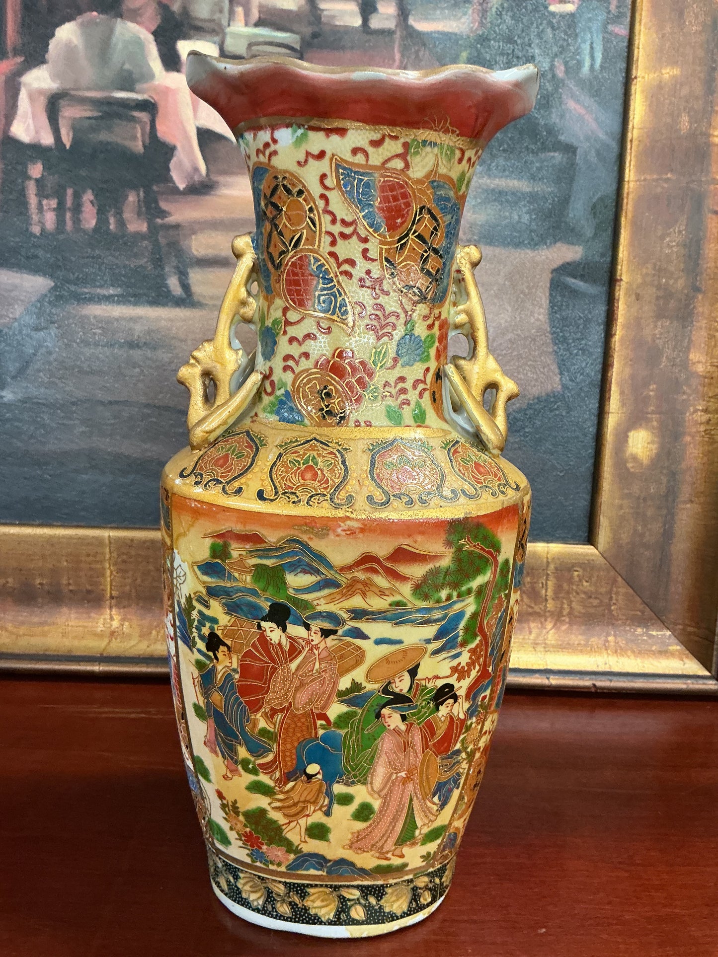 Vintage Asian-inspired porcelain vase