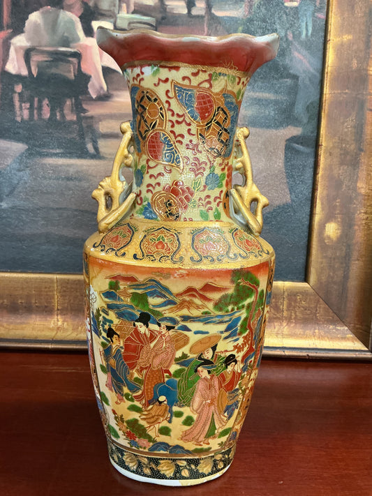 Vintage Asian-inspired porcelain vase