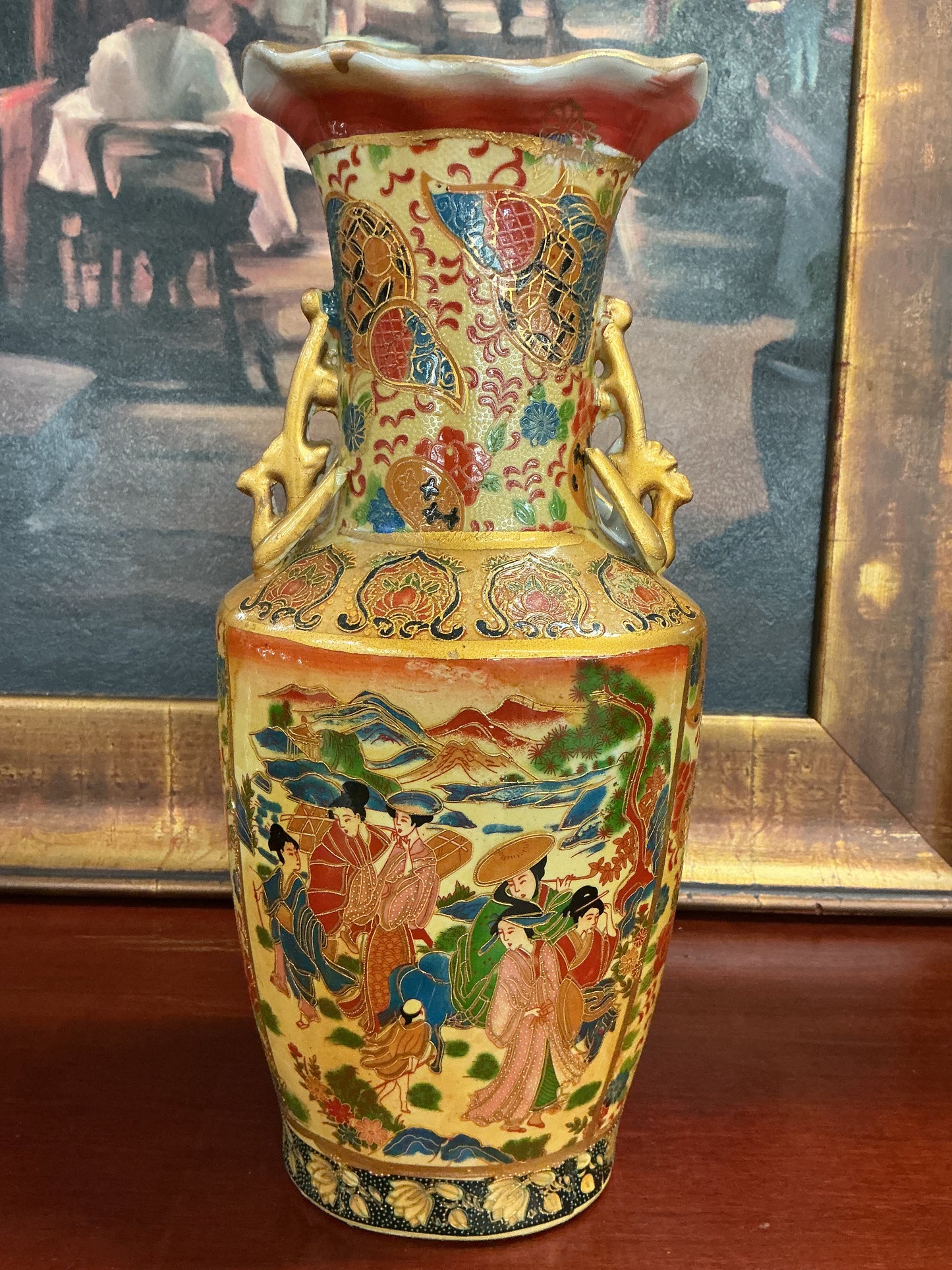Vintage Asian-inspired porcelain vase