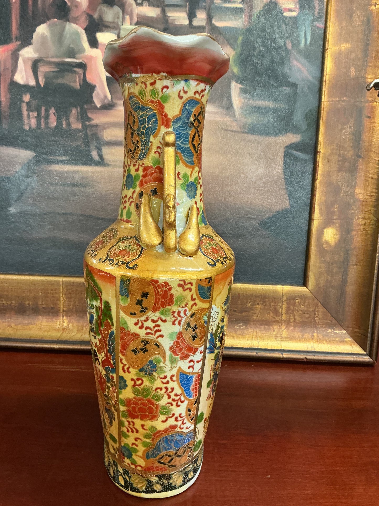 Vintage Asian-inspired porcelain vase