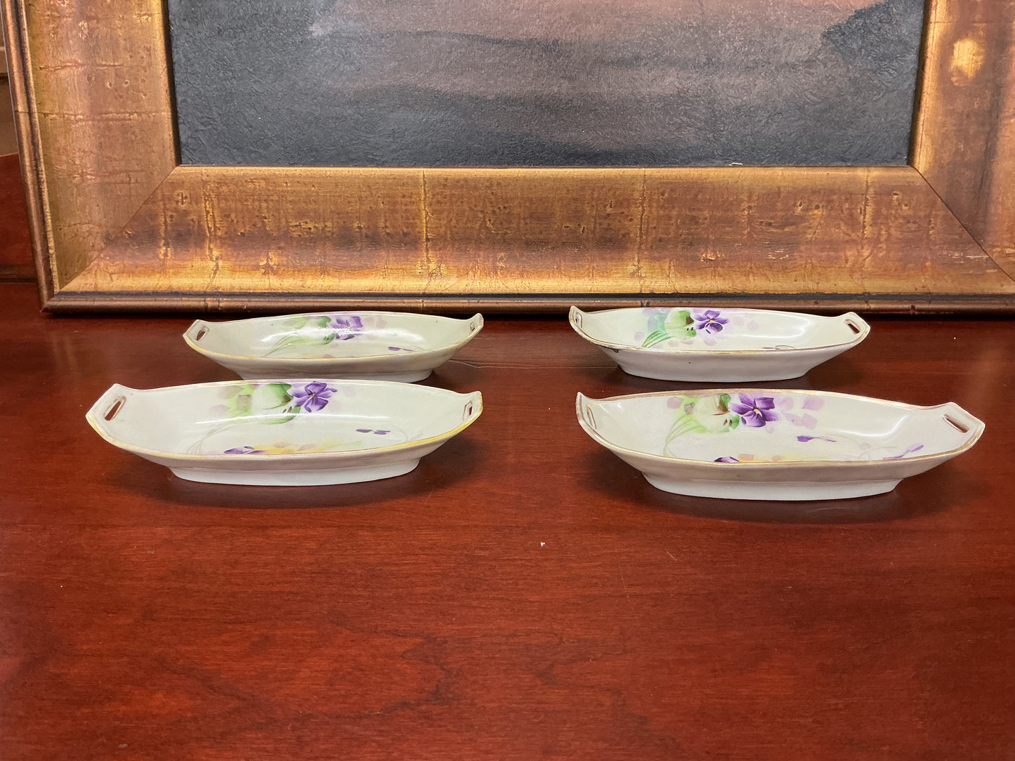 Vintage Hand-Painted Nippon Relish / Celery Dish Set (4 Pieces)
