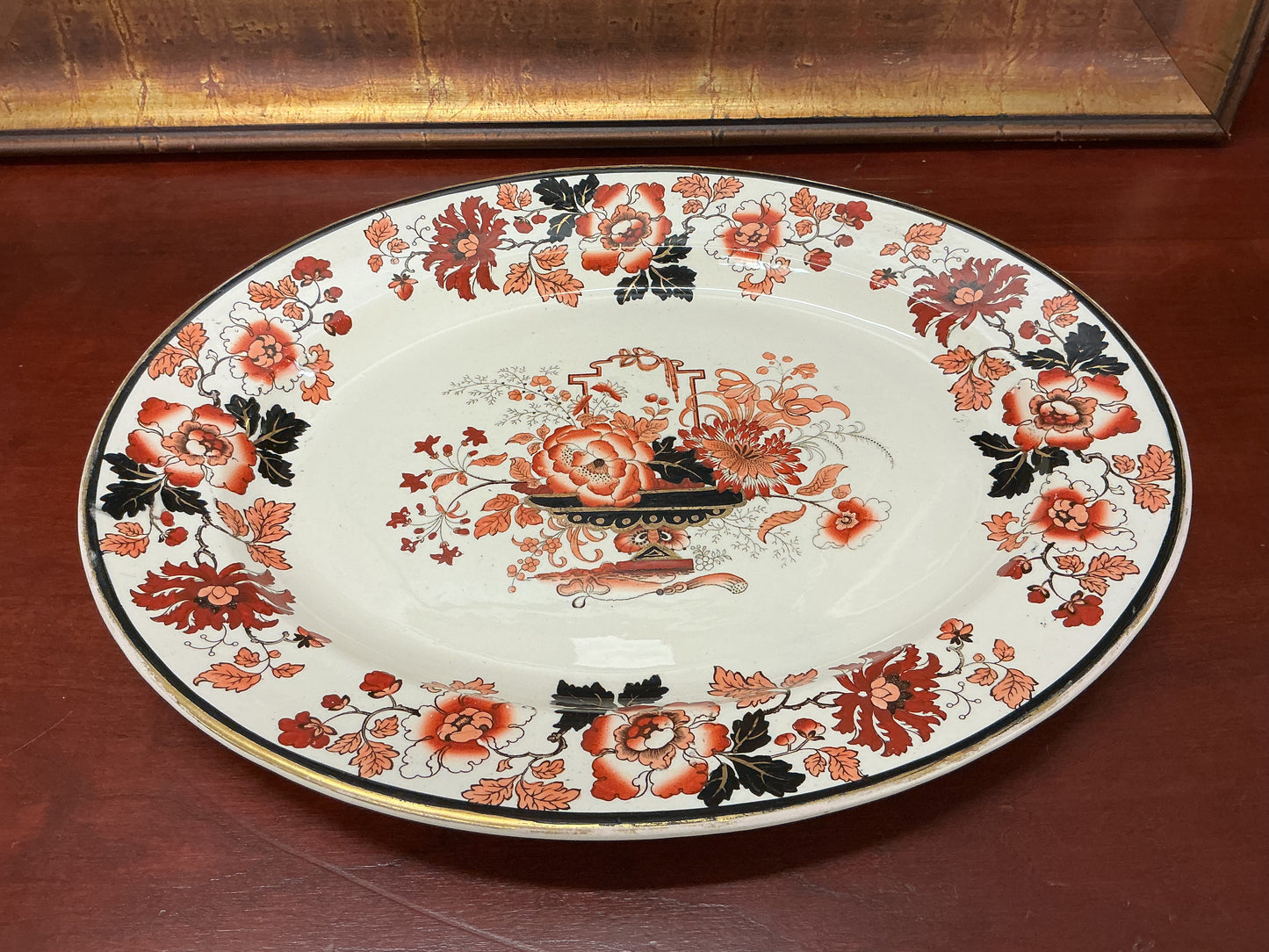 Vintage Staffordshire Ironstone Platter (Imari Style Floral)