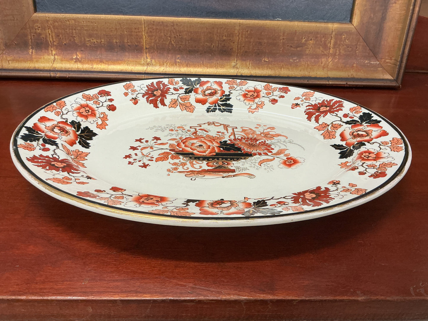 Vintage Staffordshire Ironstone Platter (Imari Style Floral)
