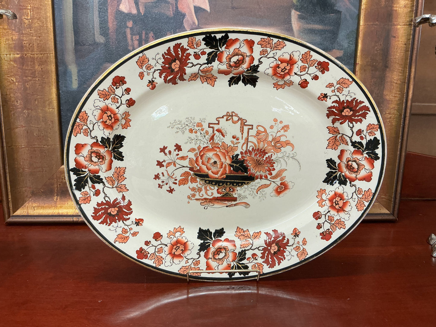 Vintage Staffordshire Ironstone Platter (Imari Style Floral)