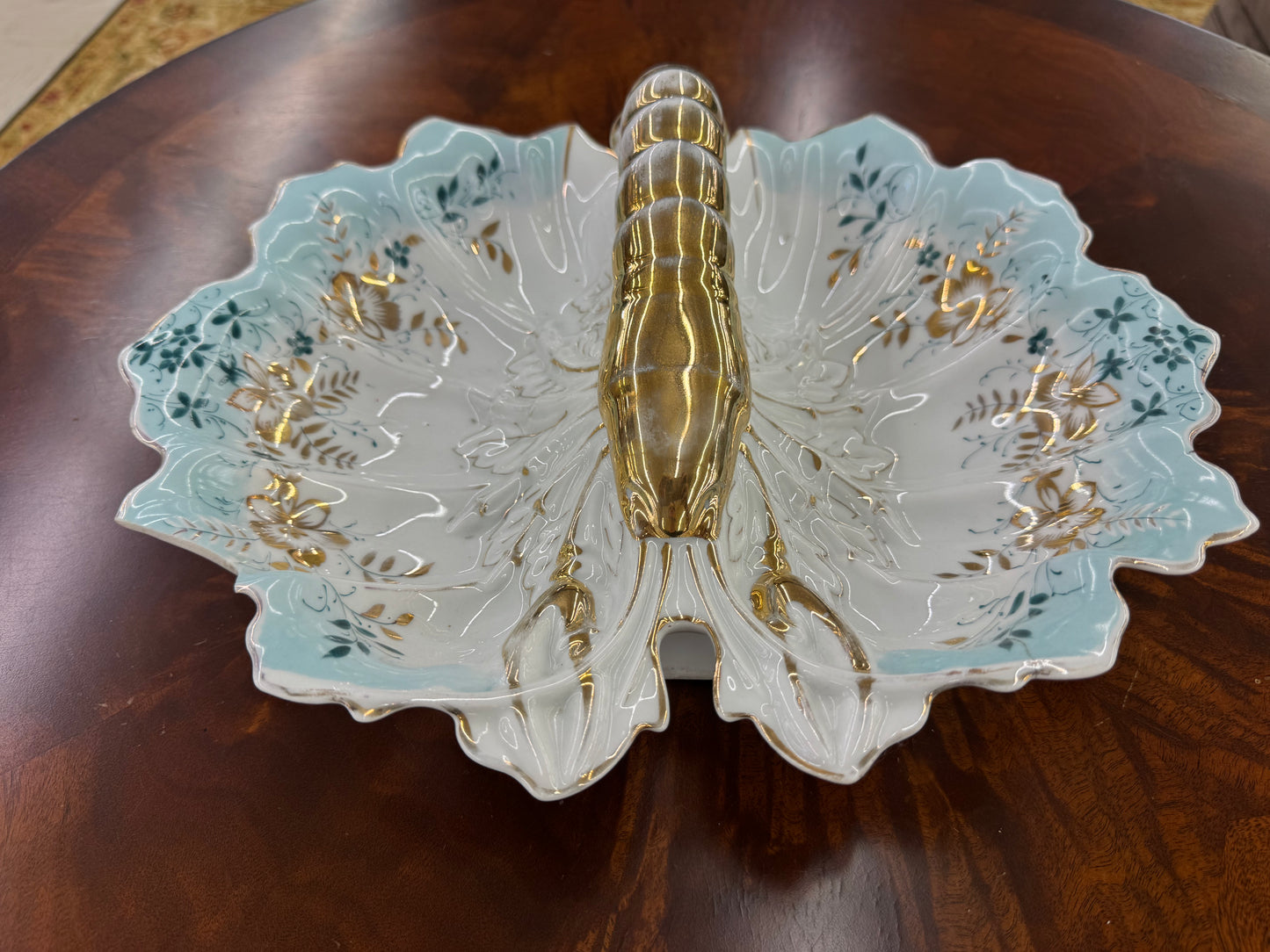 Antique Victorian Porcelain Lobster Divided Serving Dish