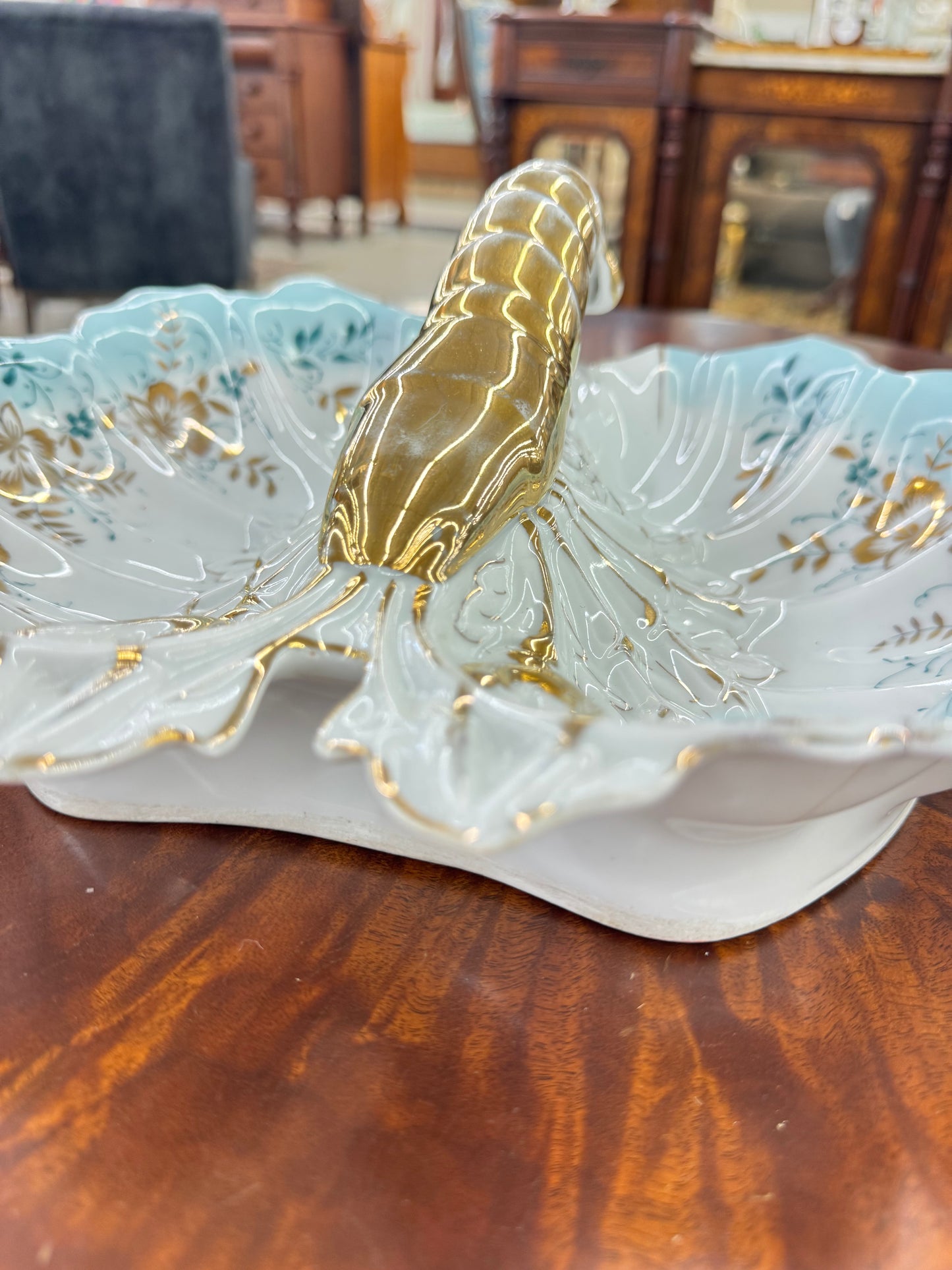 Antique Victorian Porcelain Lobster Divided Serving Dish