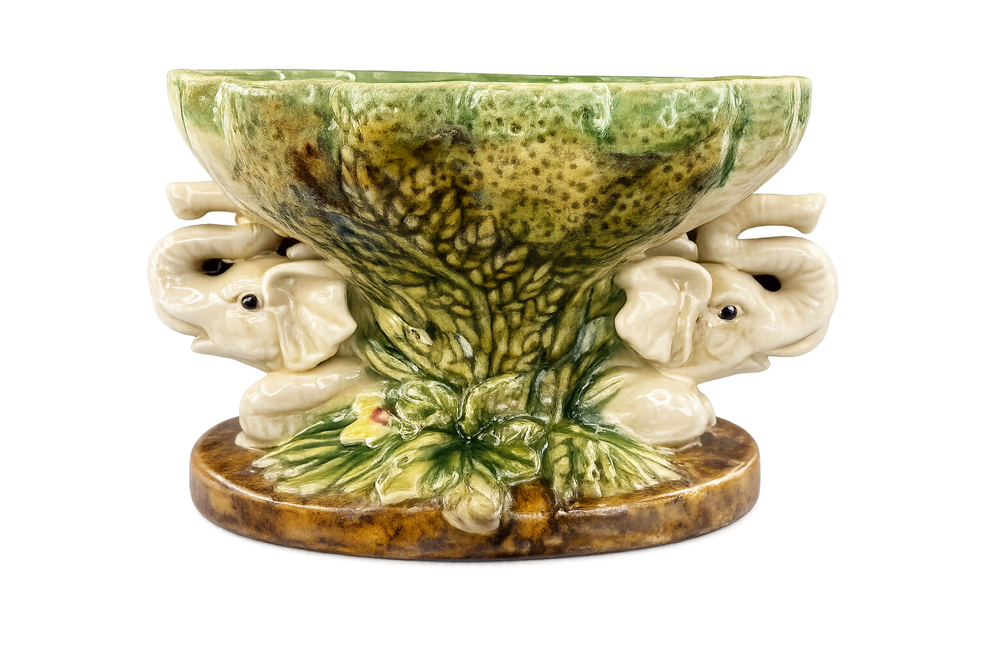 Vintage elephant majolica/ compote centerpiece