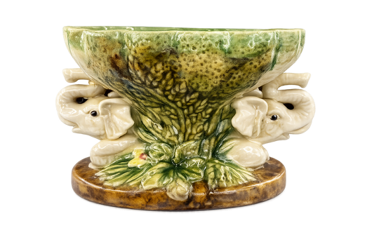 Vintage elephant majolica/ compote centerpiece