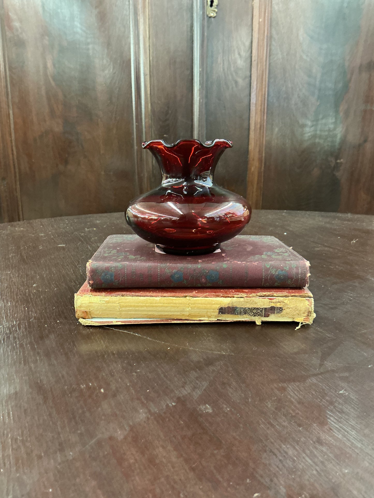 Vintage Ruby Red Art Glass Vase