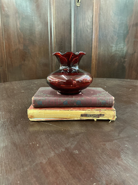 Vintage Ruby Red Art Glass Vase