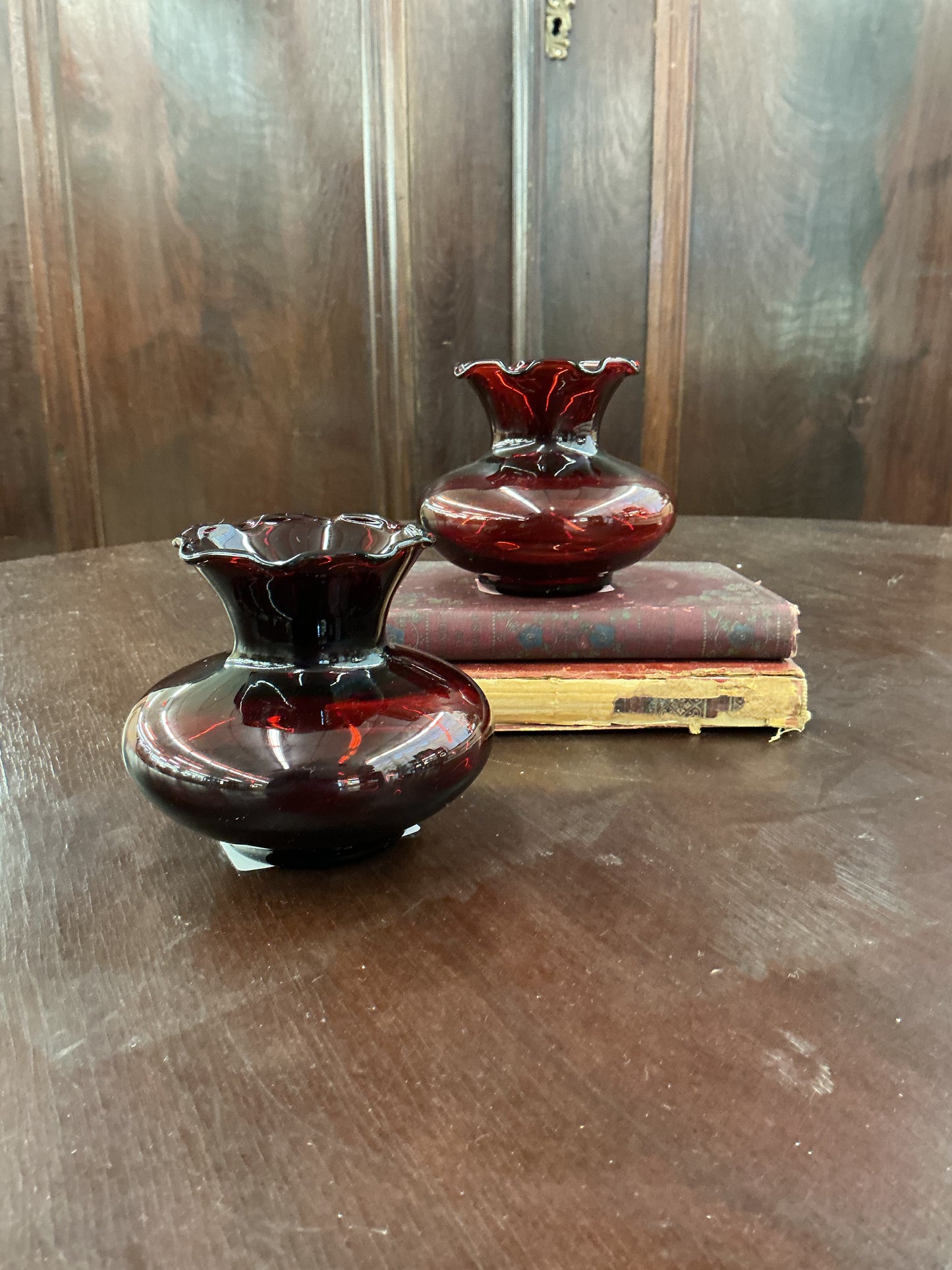 Vintage Ruby Red Art Glass Vase
