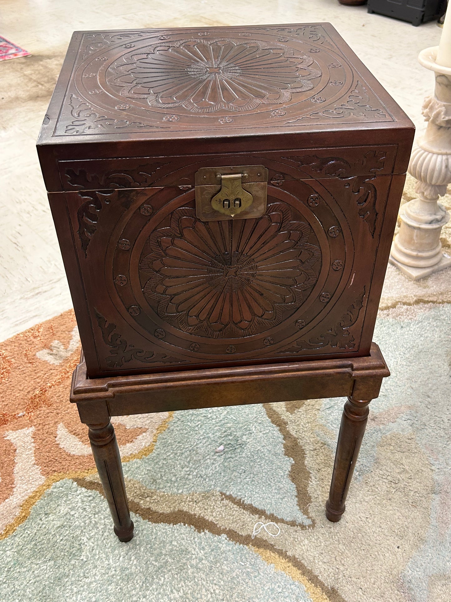 Vintage carved wooden cabinet stand