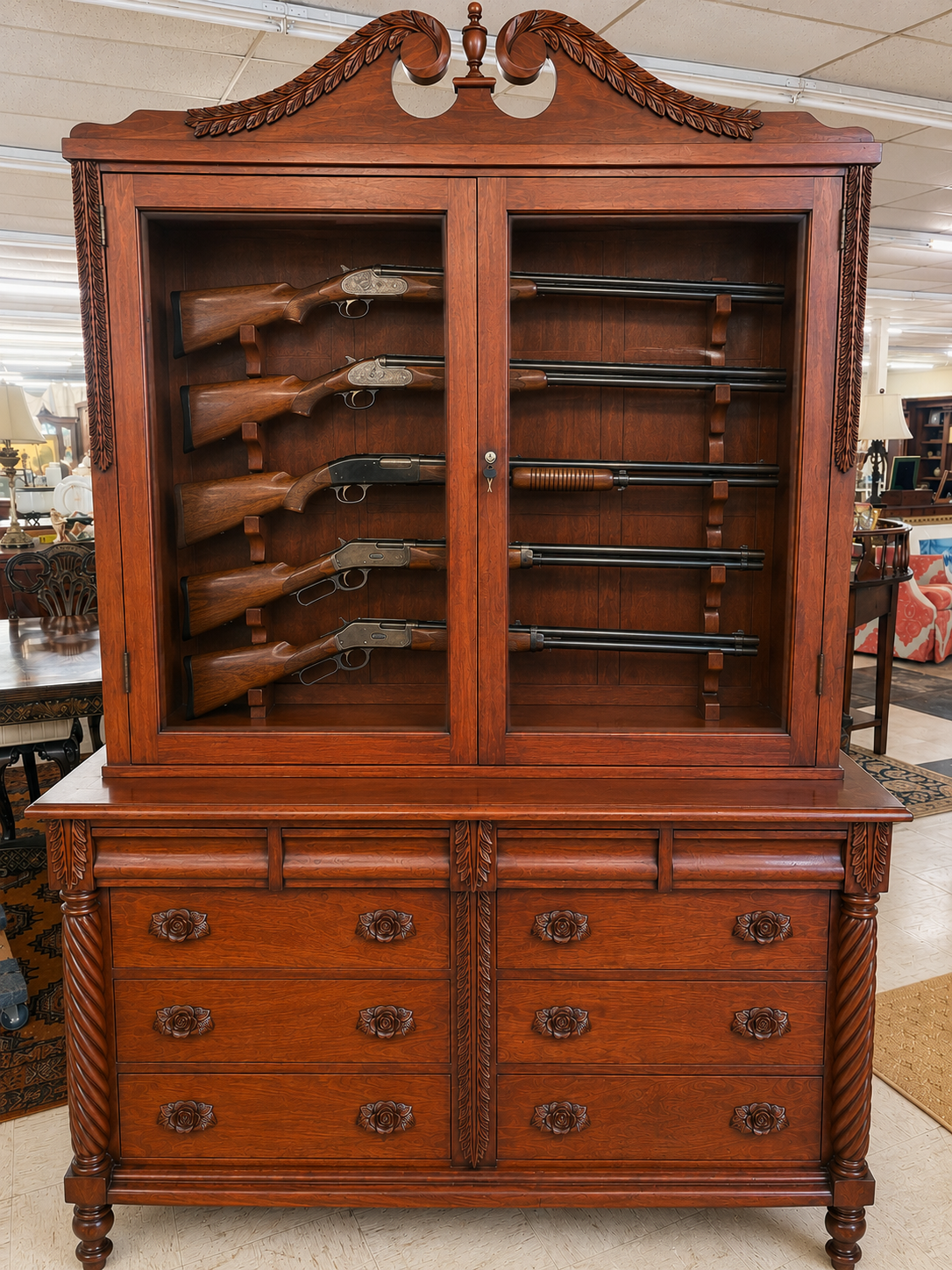 Traditional Cherry Gun Cabinet
