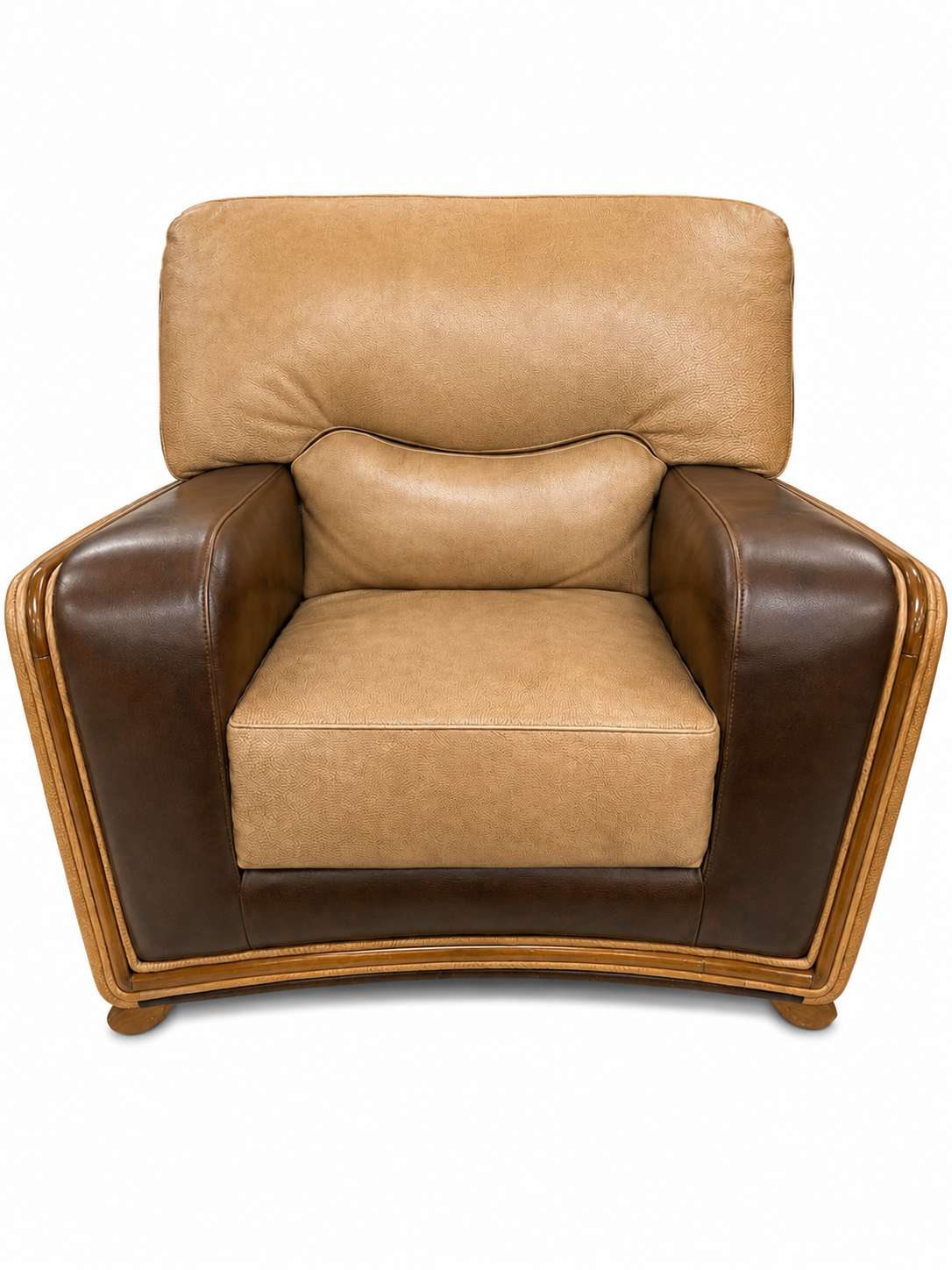 Luxurious Brown & Beige Leather Chair