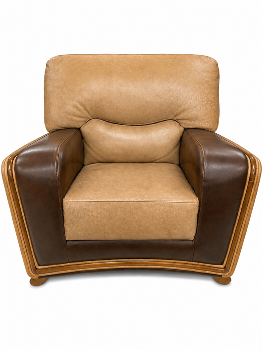 Luxurious Brown & Beige Leather Chair