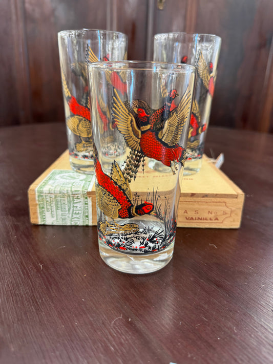 Vintage Pheasant Highball Glasses – Set of 3