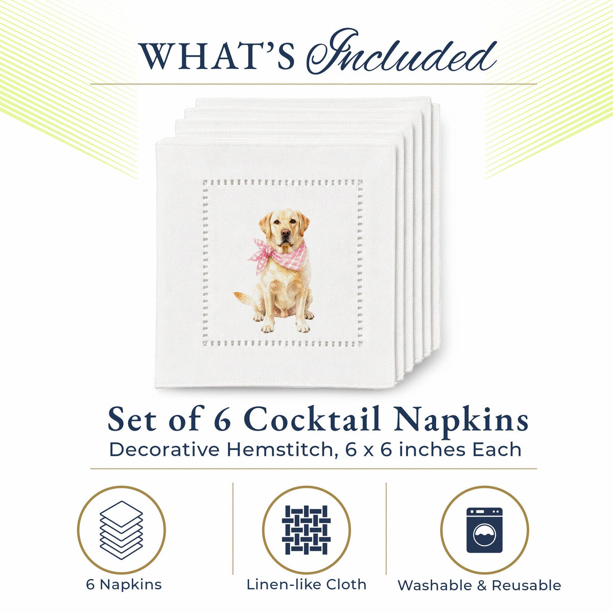 Pet Story Labrador Retriever Hemstitch Napkins