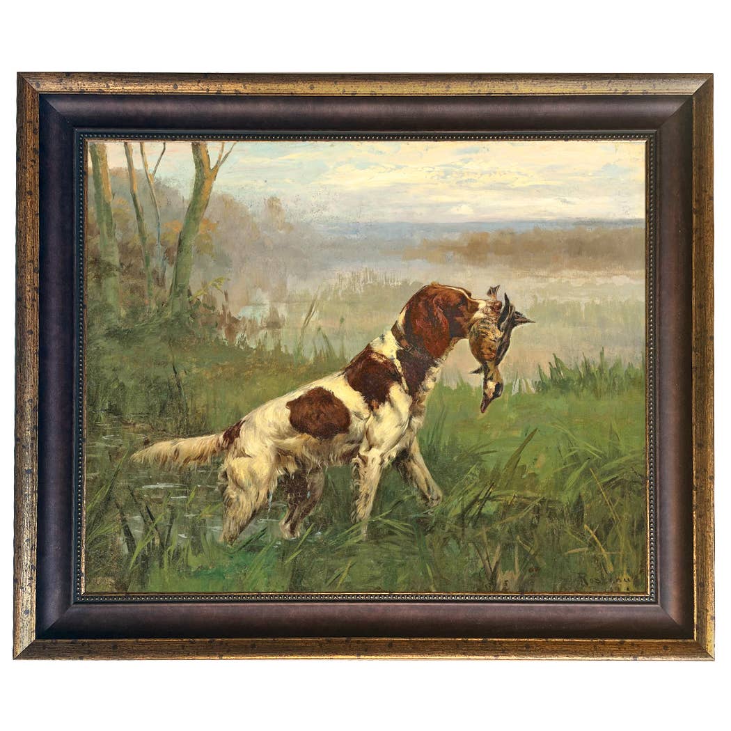 Setter and a Ruddy Duck Vintage Painted Print | Wall art