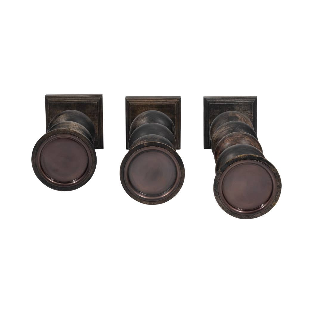 Candle Sticks Set of 3 - Black Wood Sumpter, 14/19/23 in.