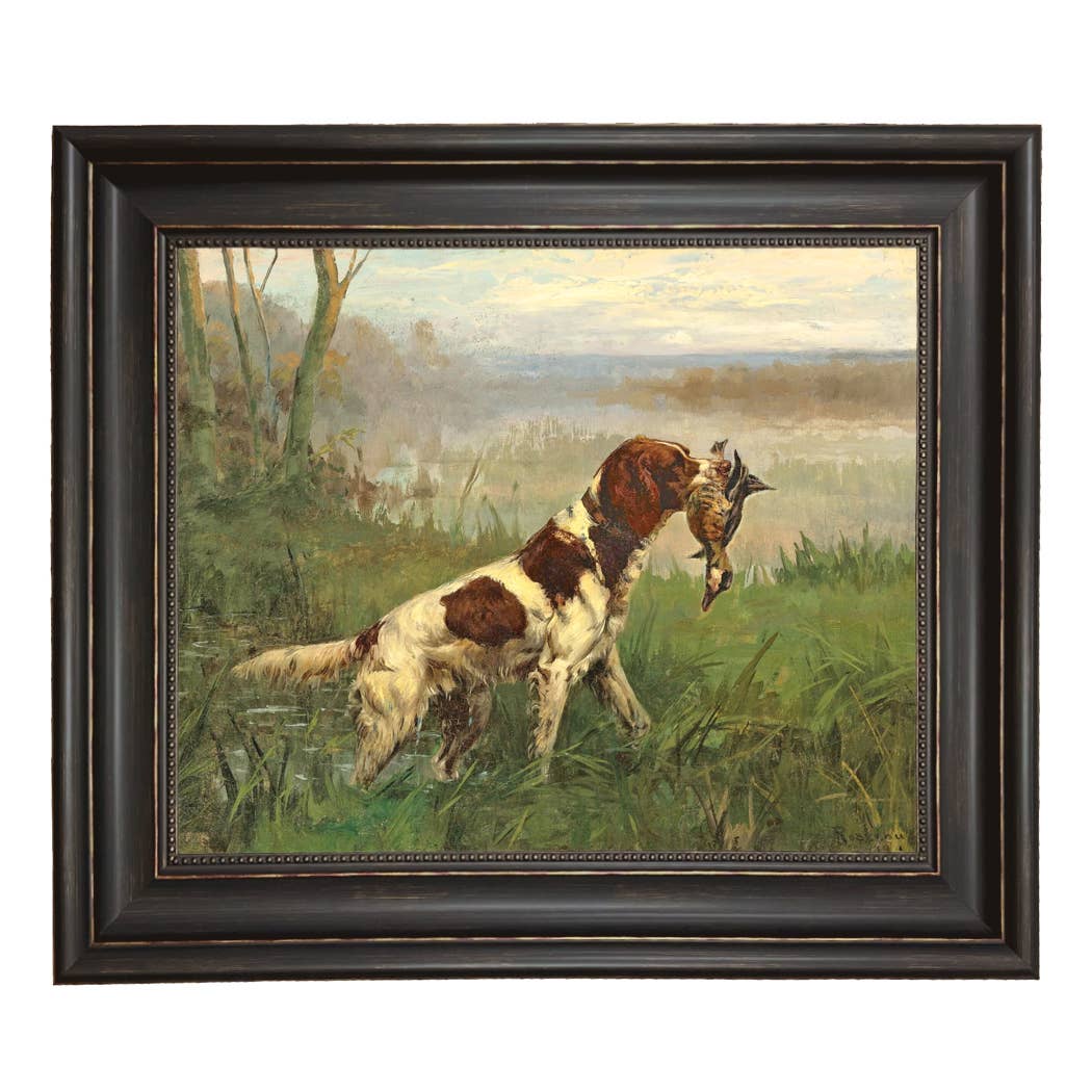 Setter and a Ruddy Duck Vintage Painted Print | Wall art