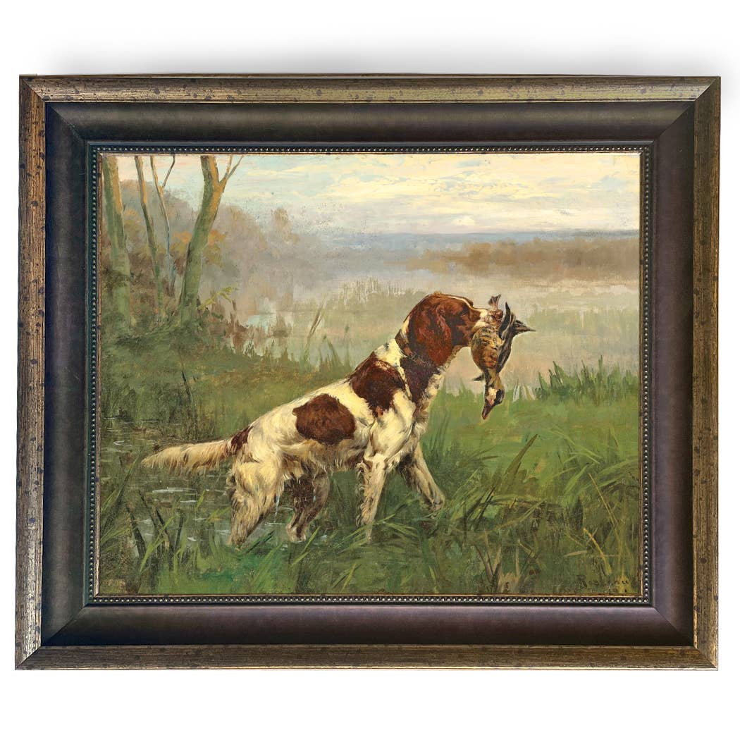Setter and a Ruddy Duck Vintage Painted Print | Wall art