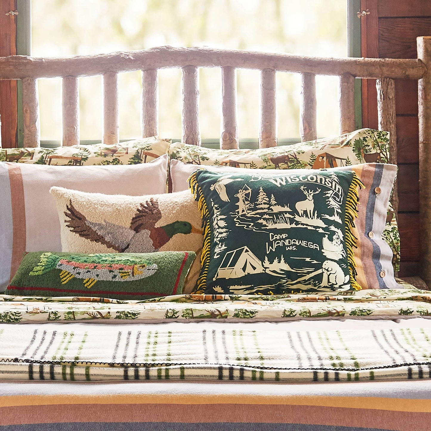 CAMP WANDAWEGA MALLARD duck HOOK PILLOW