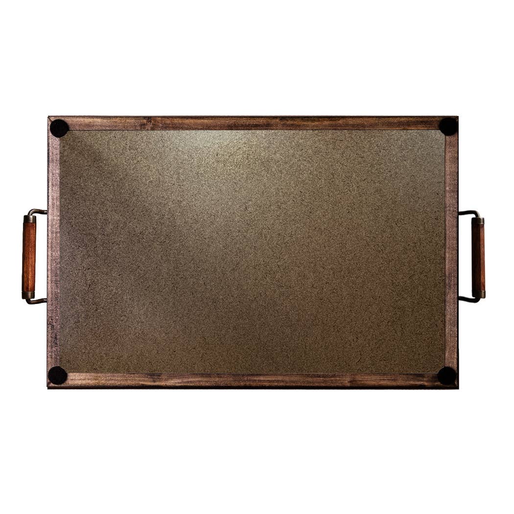 Tropical Floral Wood and Glass Tray, Vintage Style