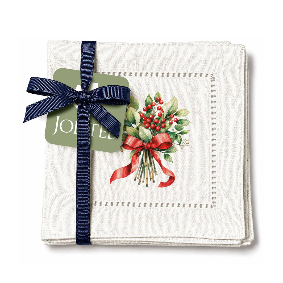 Holiday Hostess Mistletoe Hemstitch Napkins