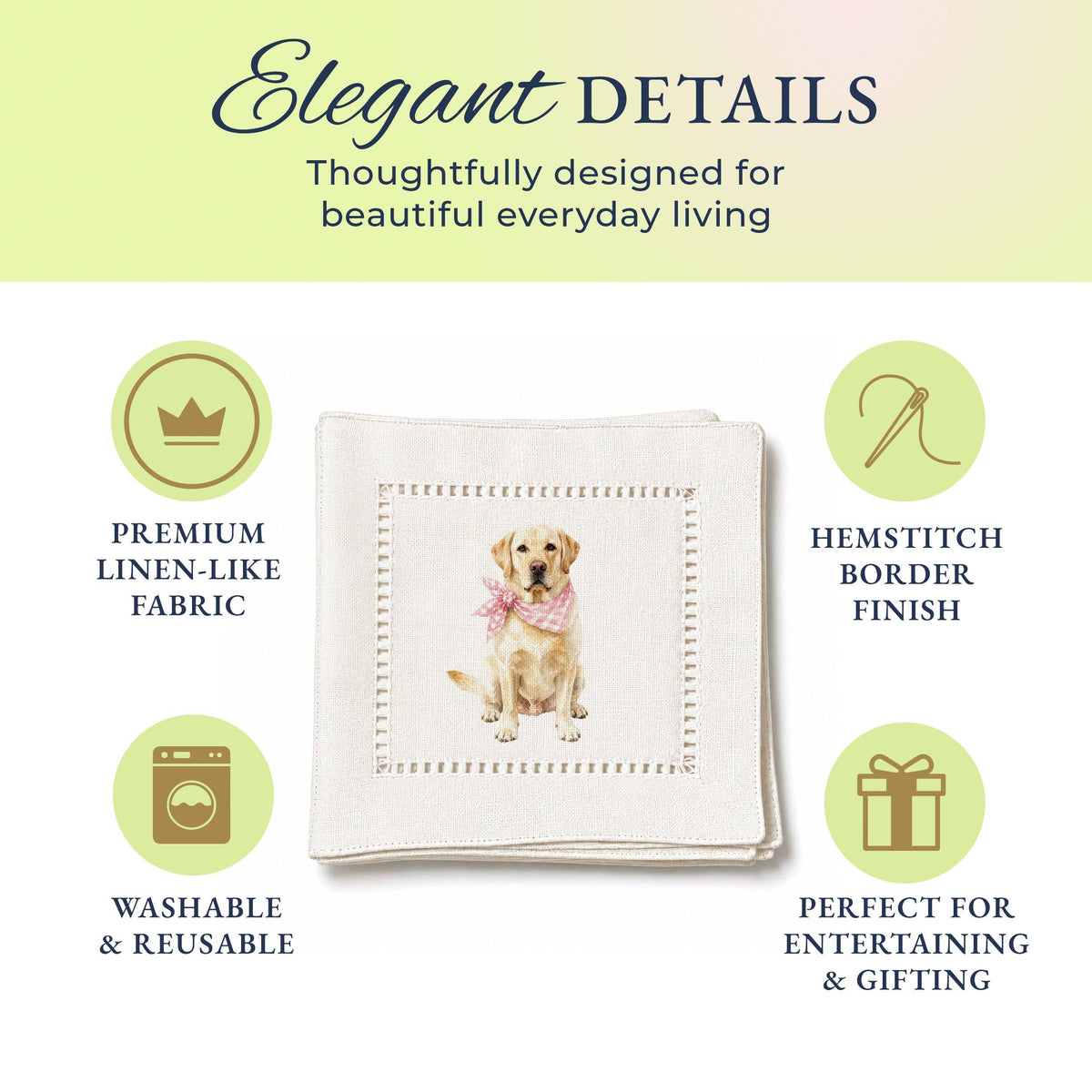 Pet Story Labrador Retriever Hemstitch Napkins