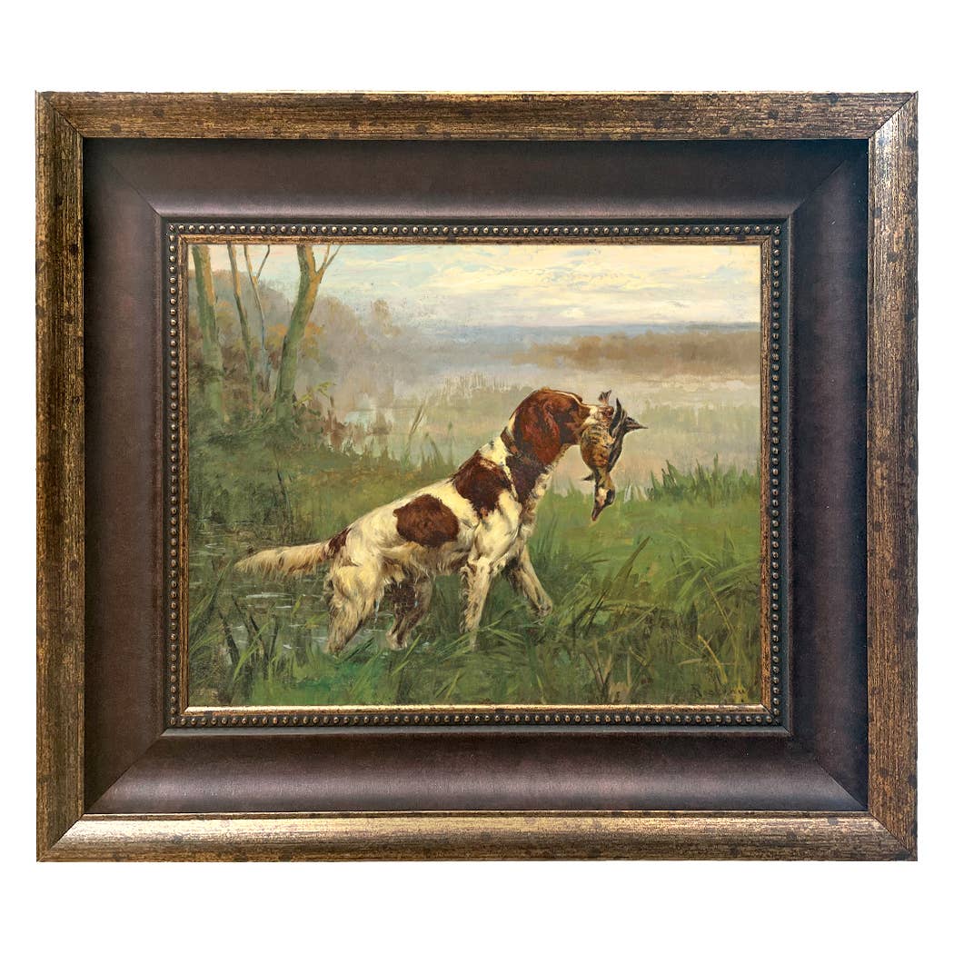 Setter and a Ruddy Duck Vintage Painted Print | Wall art