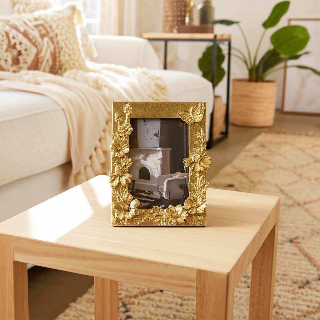 Resin Boho Spring Time Photo Frame - Gold, 4x6 in.