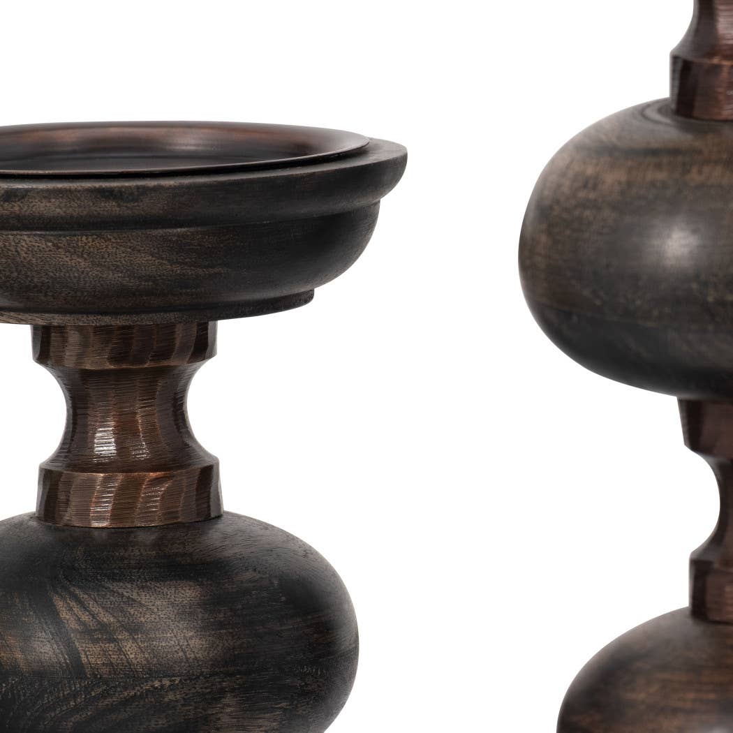 Candle Sticks Set of 3 - Black Wood Sumpter, 14/19/23 in.