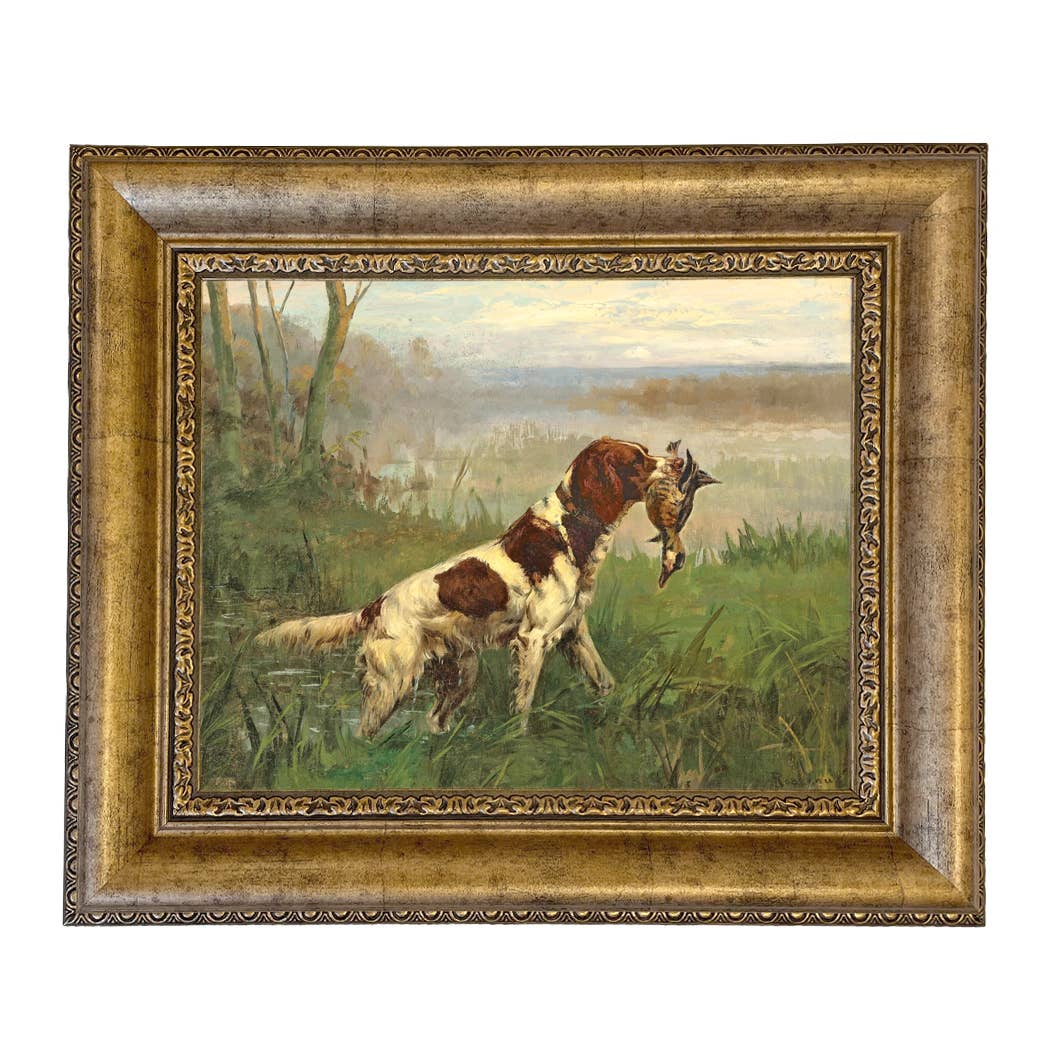Setter and a Ruddy Duck Vintage Painted Print | Wall art
