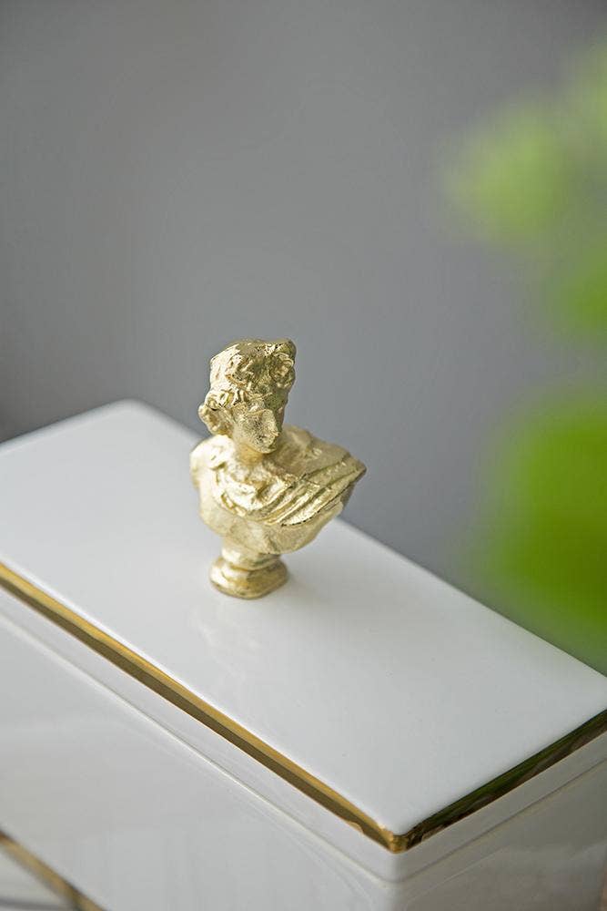 8x3.5x4" Canister w/ Lid - White/Gold