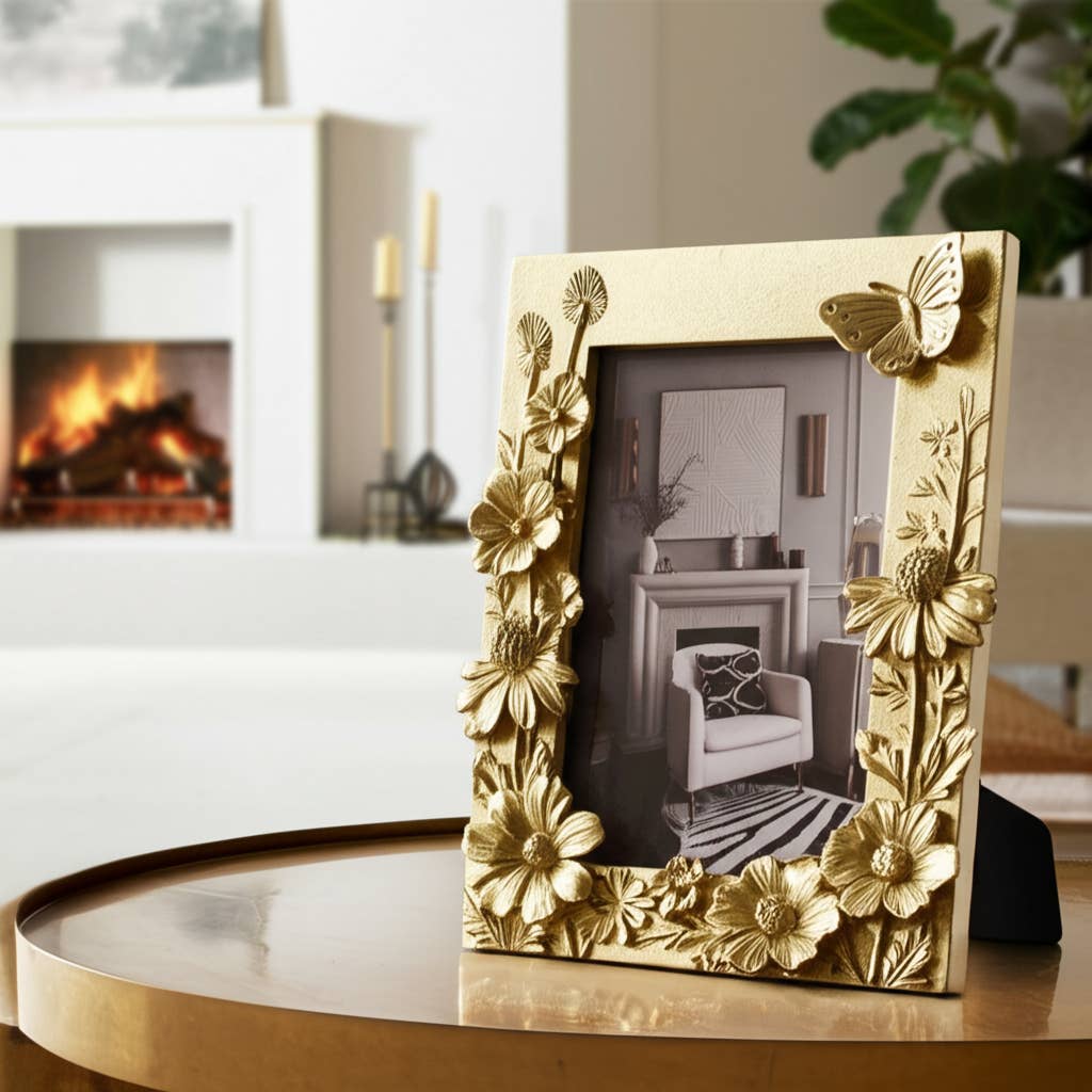 Resin Boho Spring Time Photo Frame - Gold, 4x6 in.