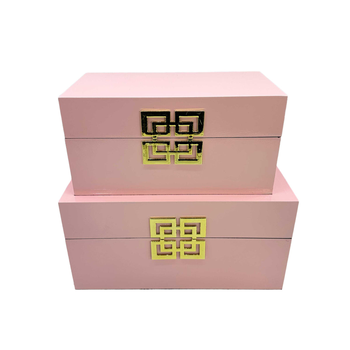 Wood Storage Box Gift Box - Pink & Gold